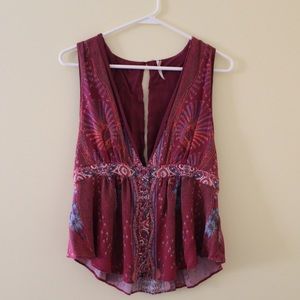 Free People Deep V Low Cut Tank